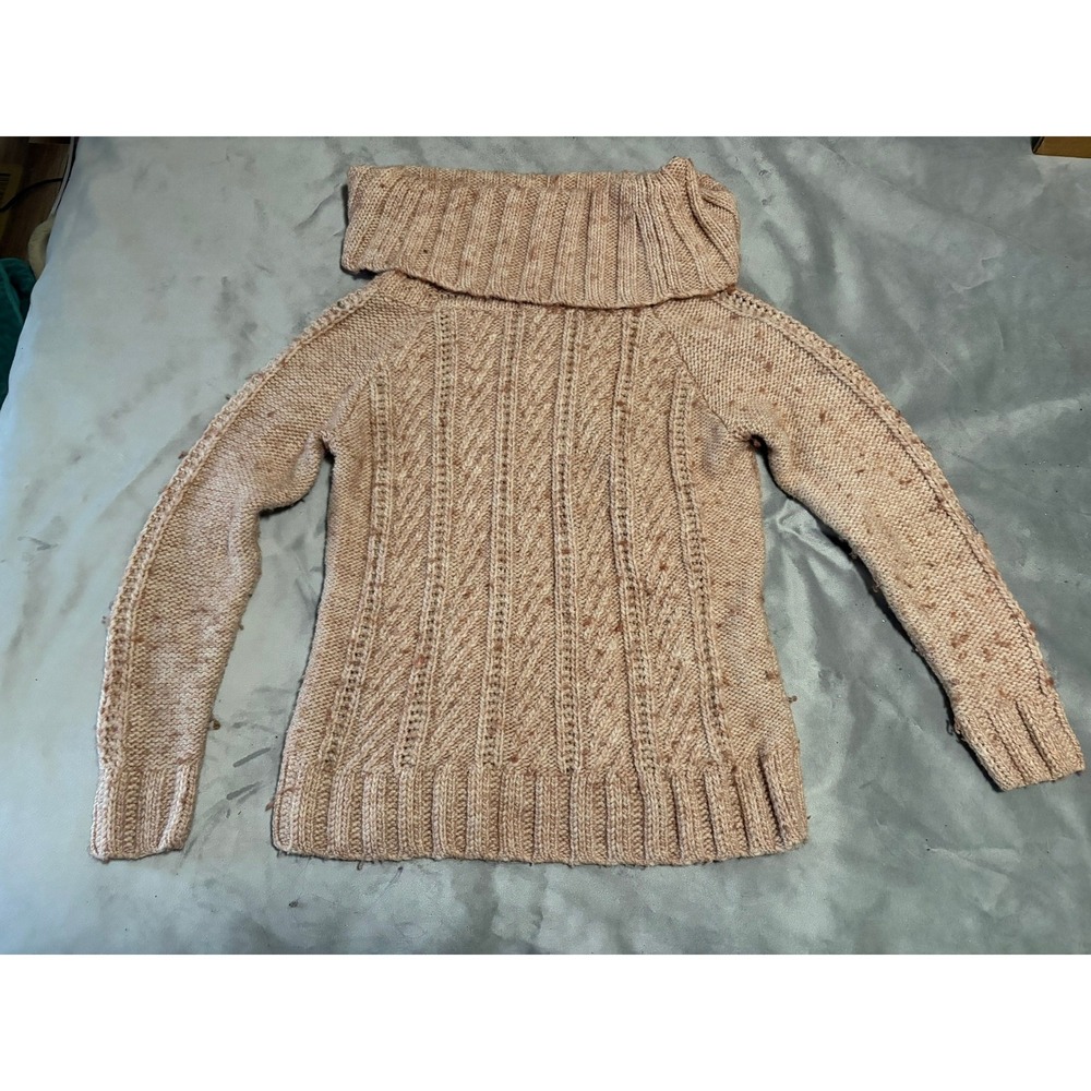 The Limited Scandal Collection Tan Cable Knit Turtleneck Sweater Womens Large